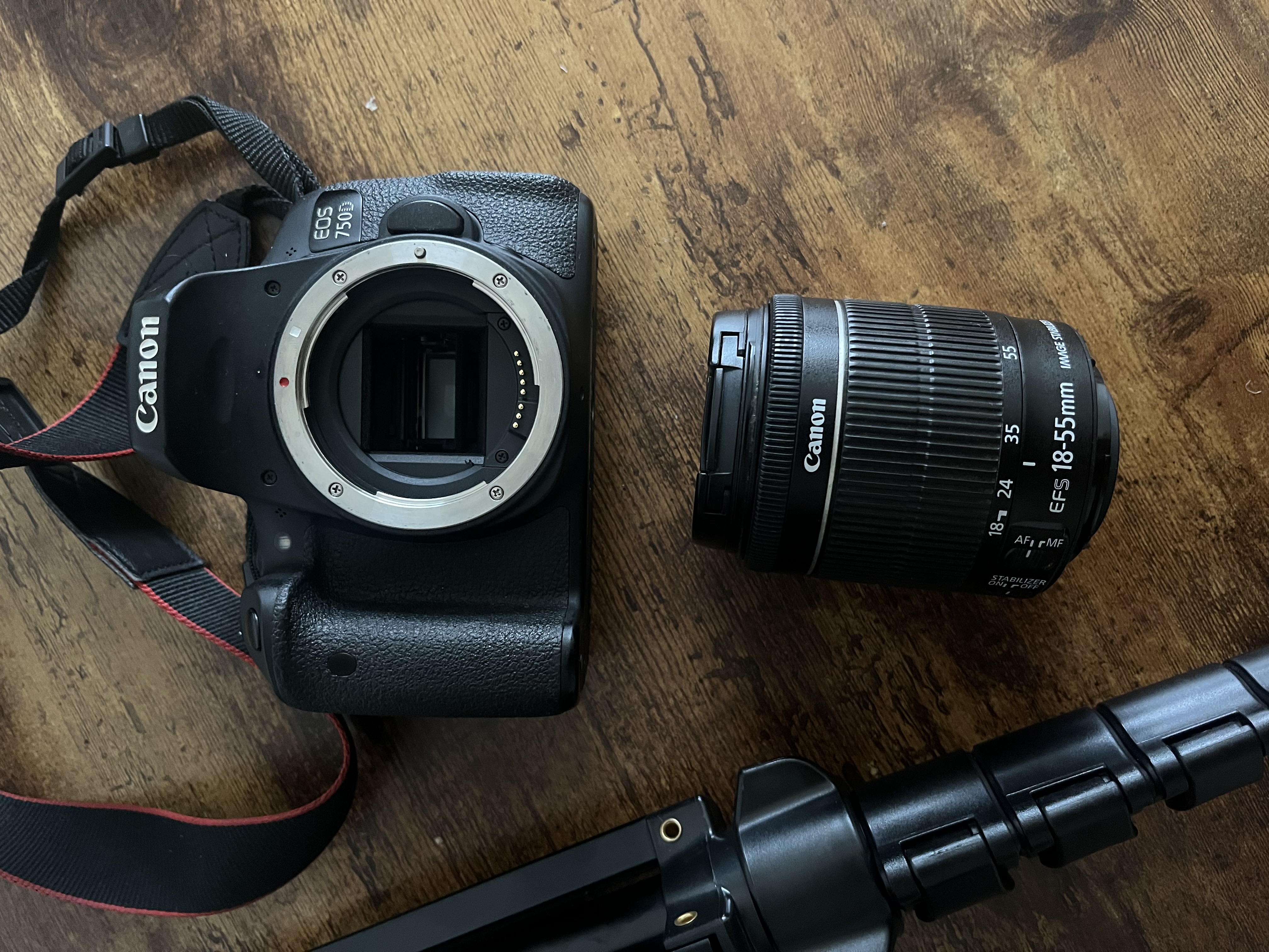 Canon eos 750d + 18-55mm + tripod