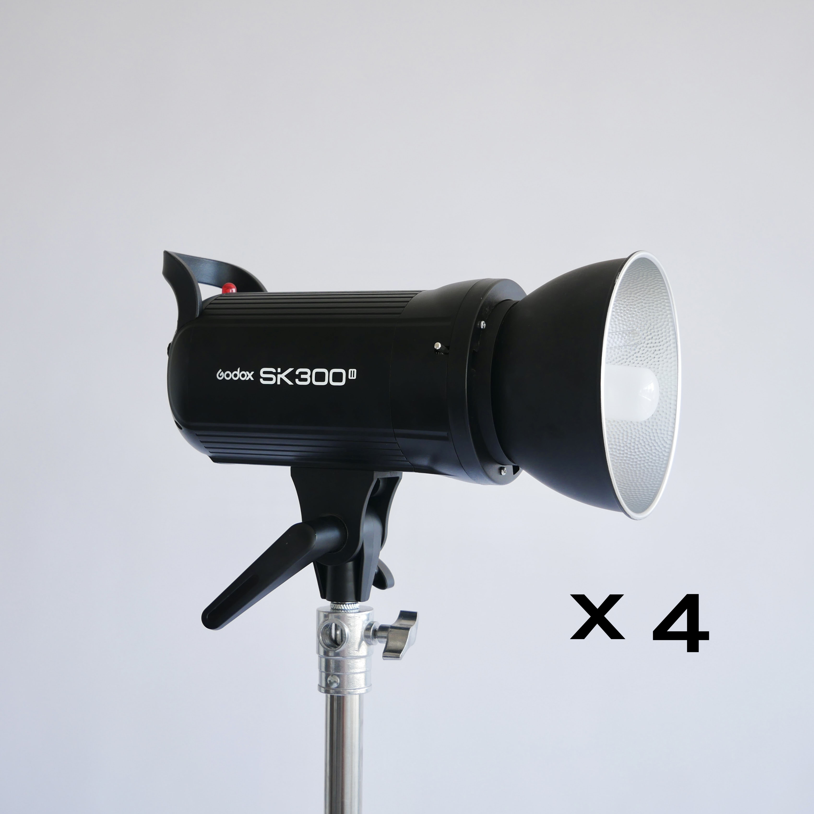 4 x godox sk300ii flash strobes with godox trigger