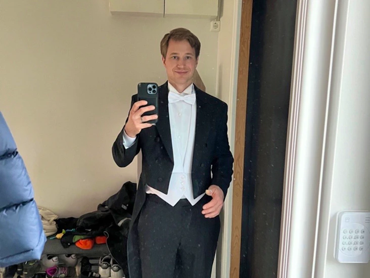 Frack med alla tillbehör, strl s-m