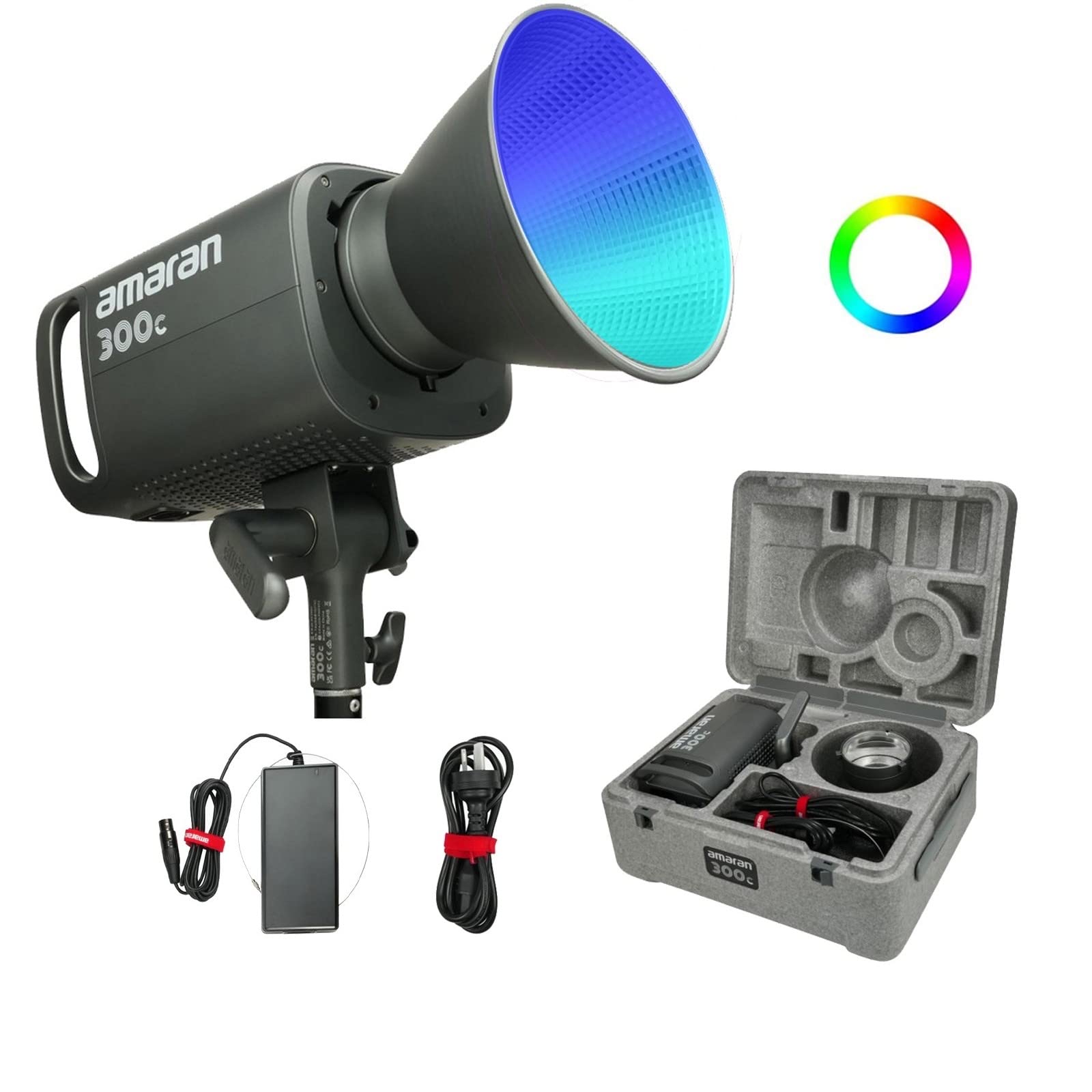 Apeture amaran 300c rgb light, c stand, softbox
