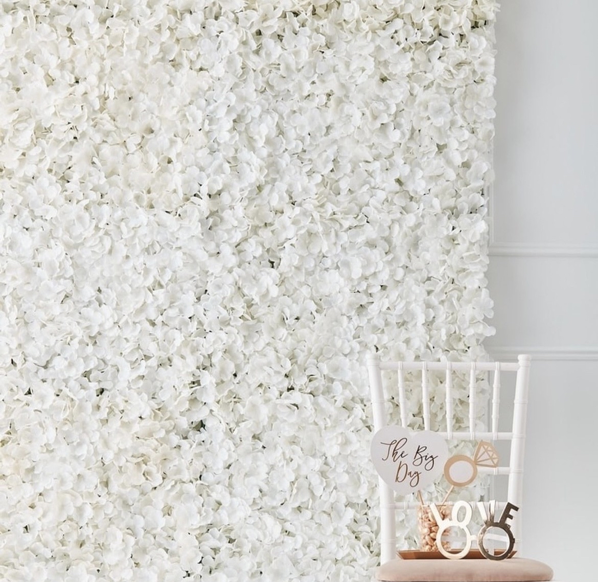 Blomstervegg/backdrop/fotovegg m. stativ leies ut