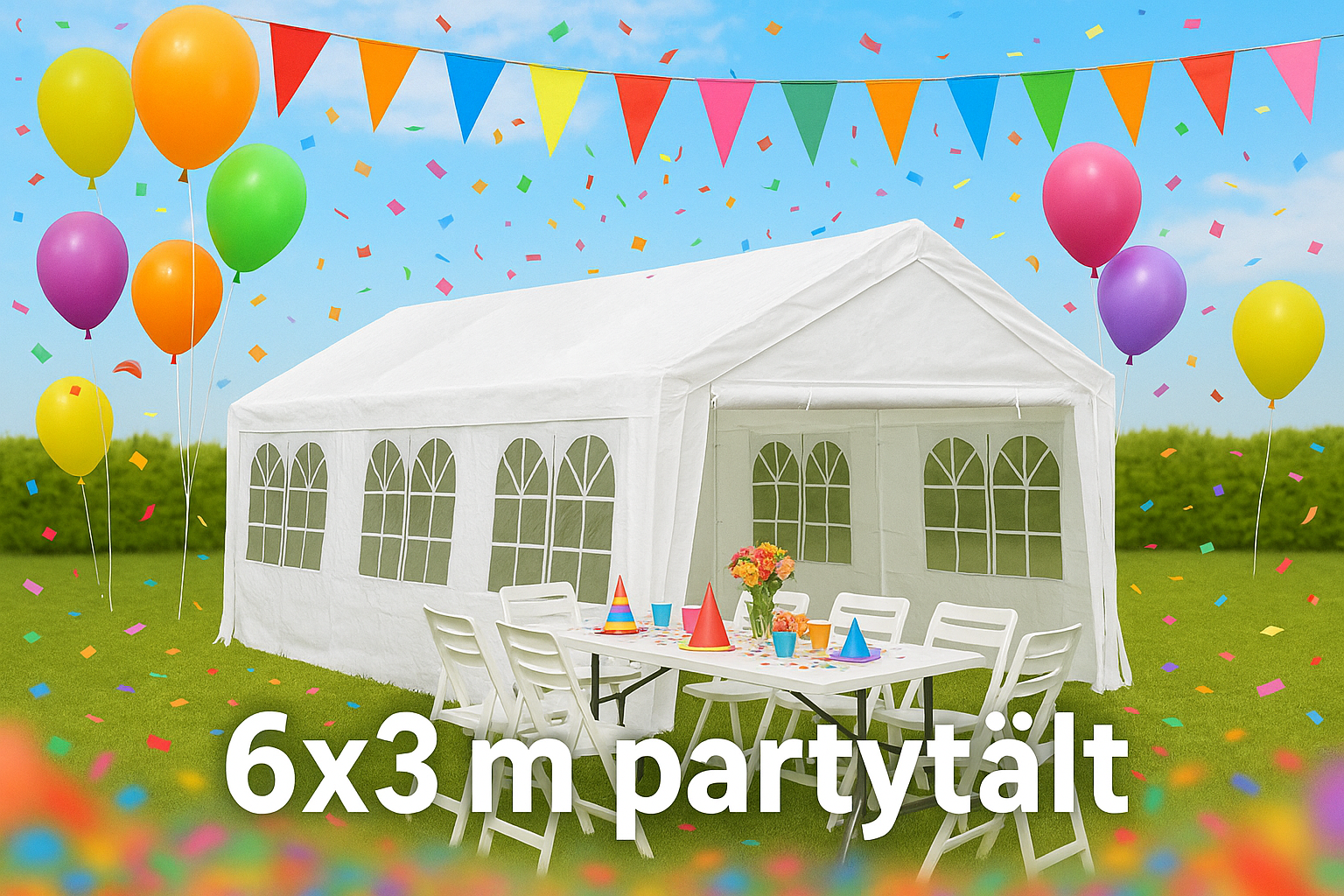 Partytält 6x3m - lättmonterat