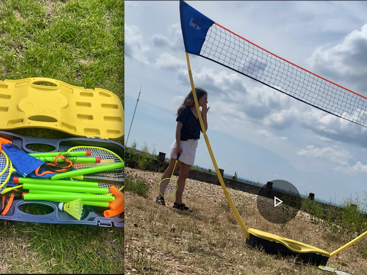 Portable badminton net + 4 rackets