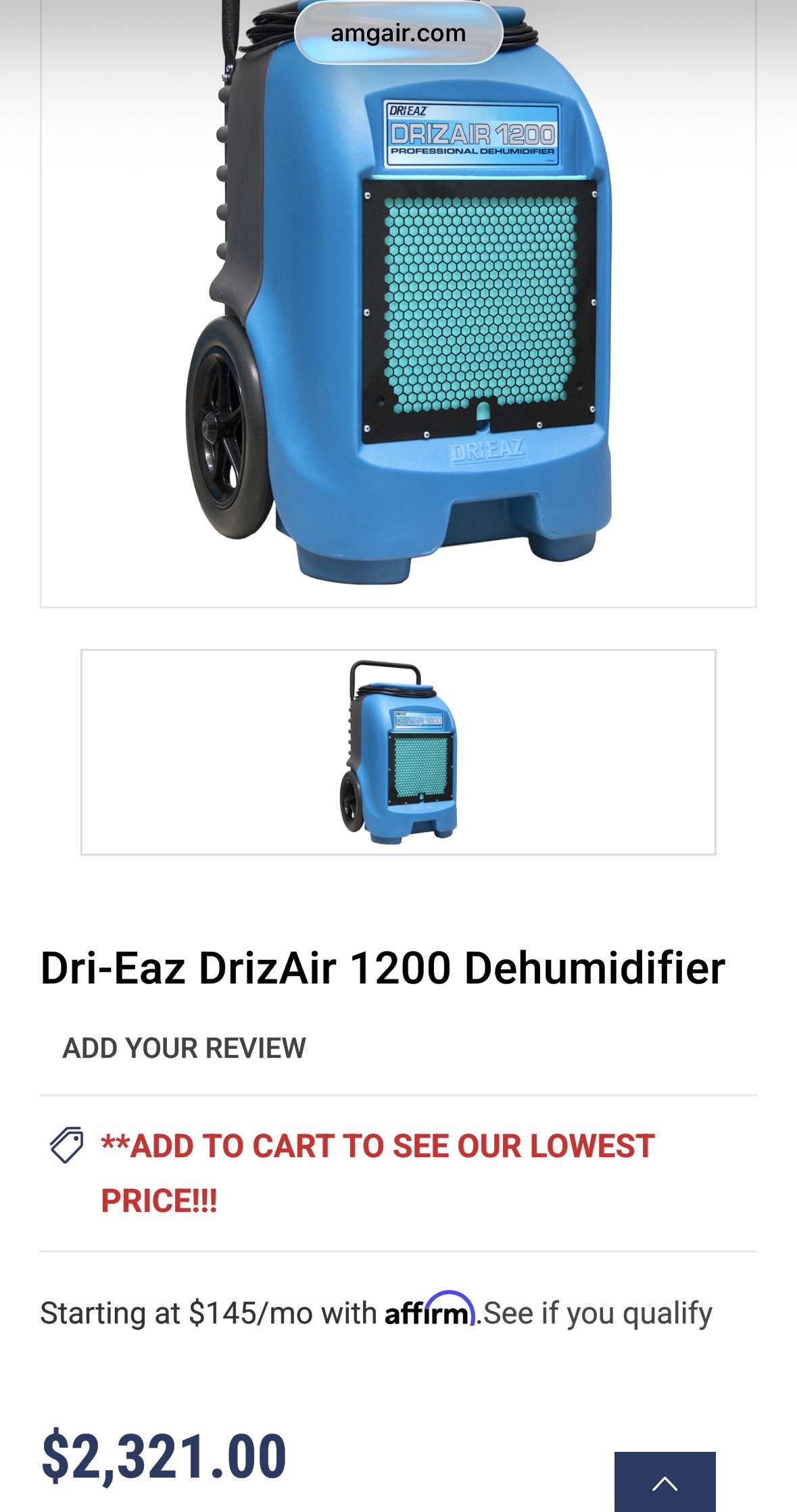 Proff bygg avfukter, 68 liter / døgn 