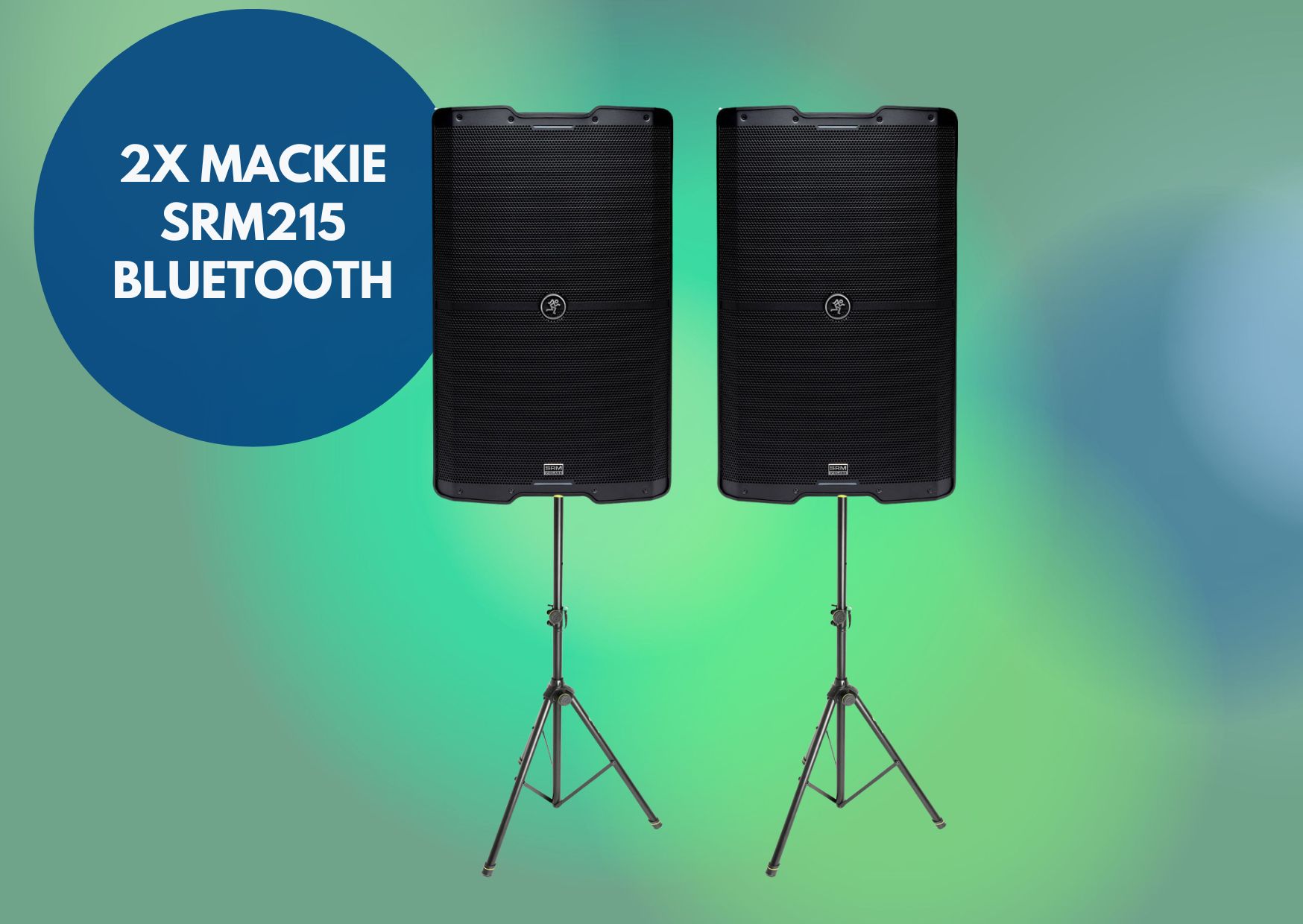 2x mackie srm215 v-class 15-inch active speaker, bluetooth - mackie speakers, 70 + ppl