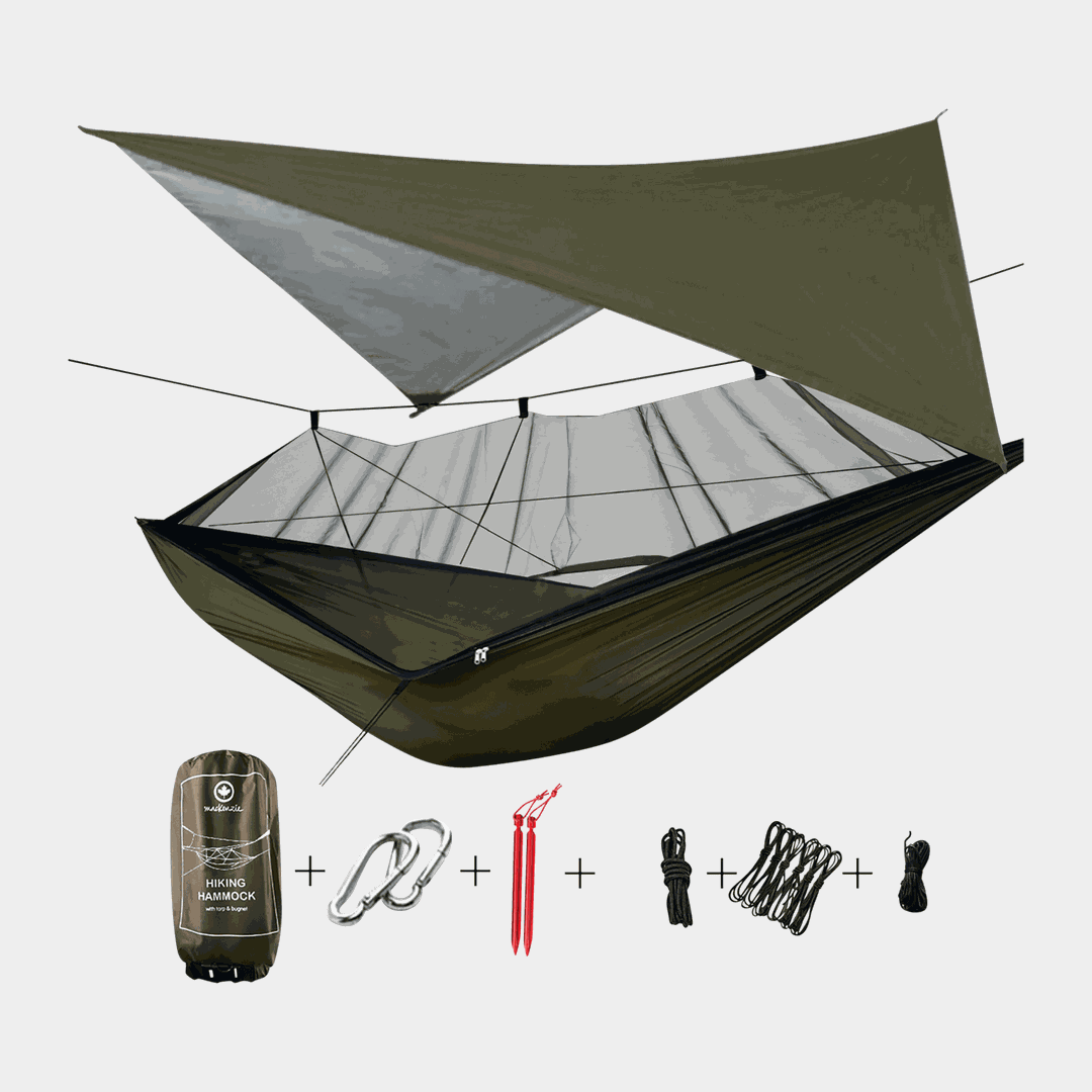 Mackenzie hiking hammock med tarp | komplett campingpaket med myggnät