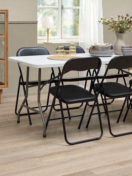 3 hopfällbara bord + 10 hoppfällbara stolar 