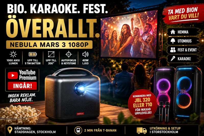 Nebula Mars 3 – projektor för filmkväll, karaoke & utomhusbio