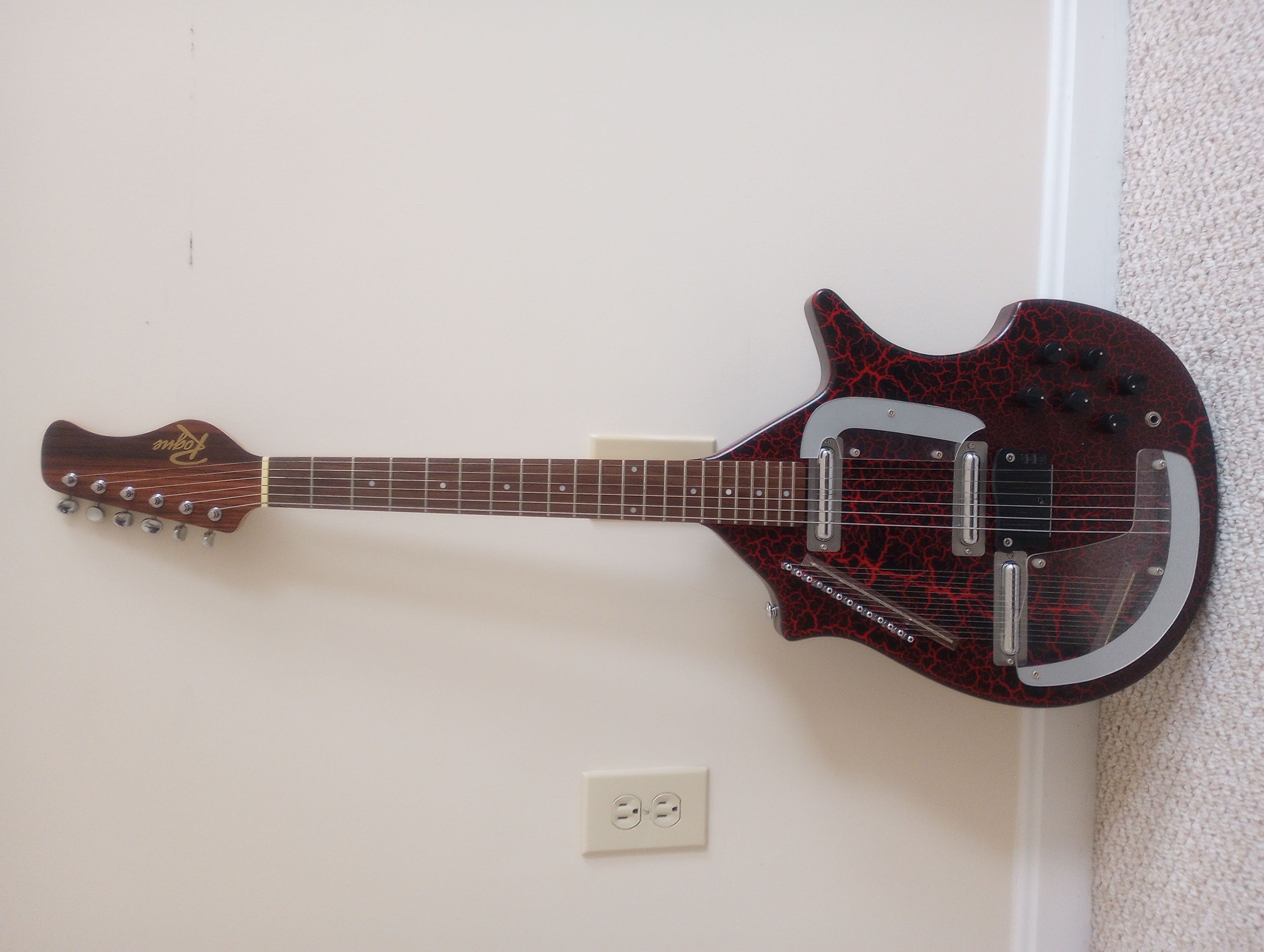 Rogue str-1 electric sitar guitar - red crackle - psychedelic buzz tones!