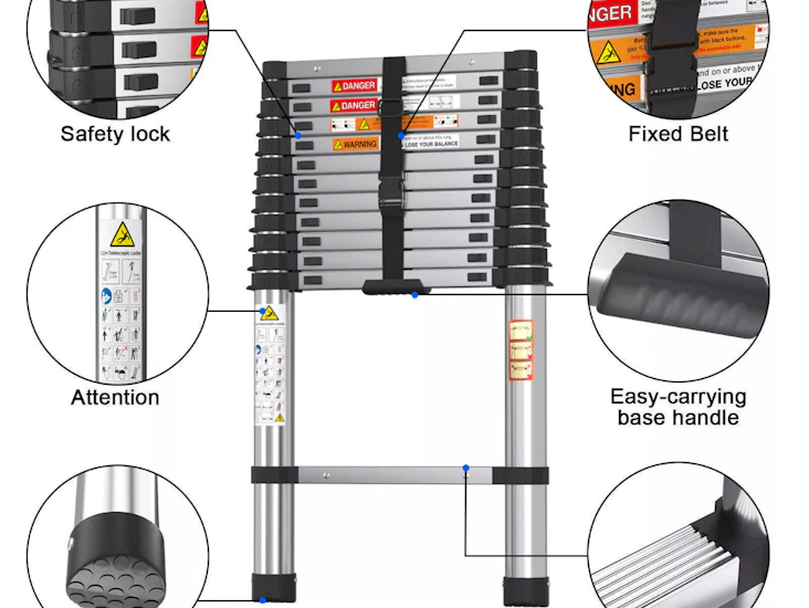 Heavy duty 3.8m stainless steel ladder telescopic multi-purpose extendable