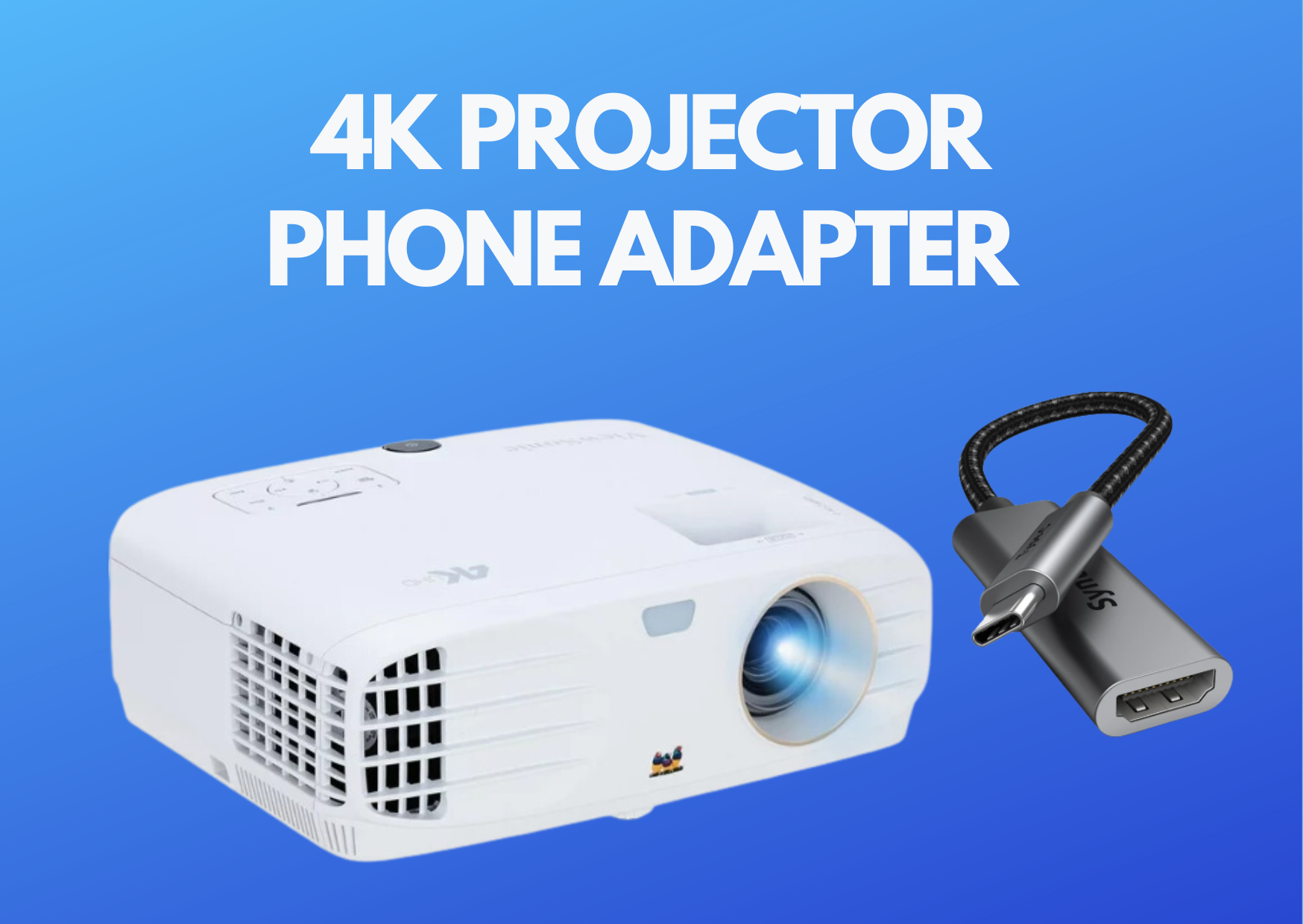 4k projector viewsonic px747 4k home cinema  3500 lumens + phone adapter samsung