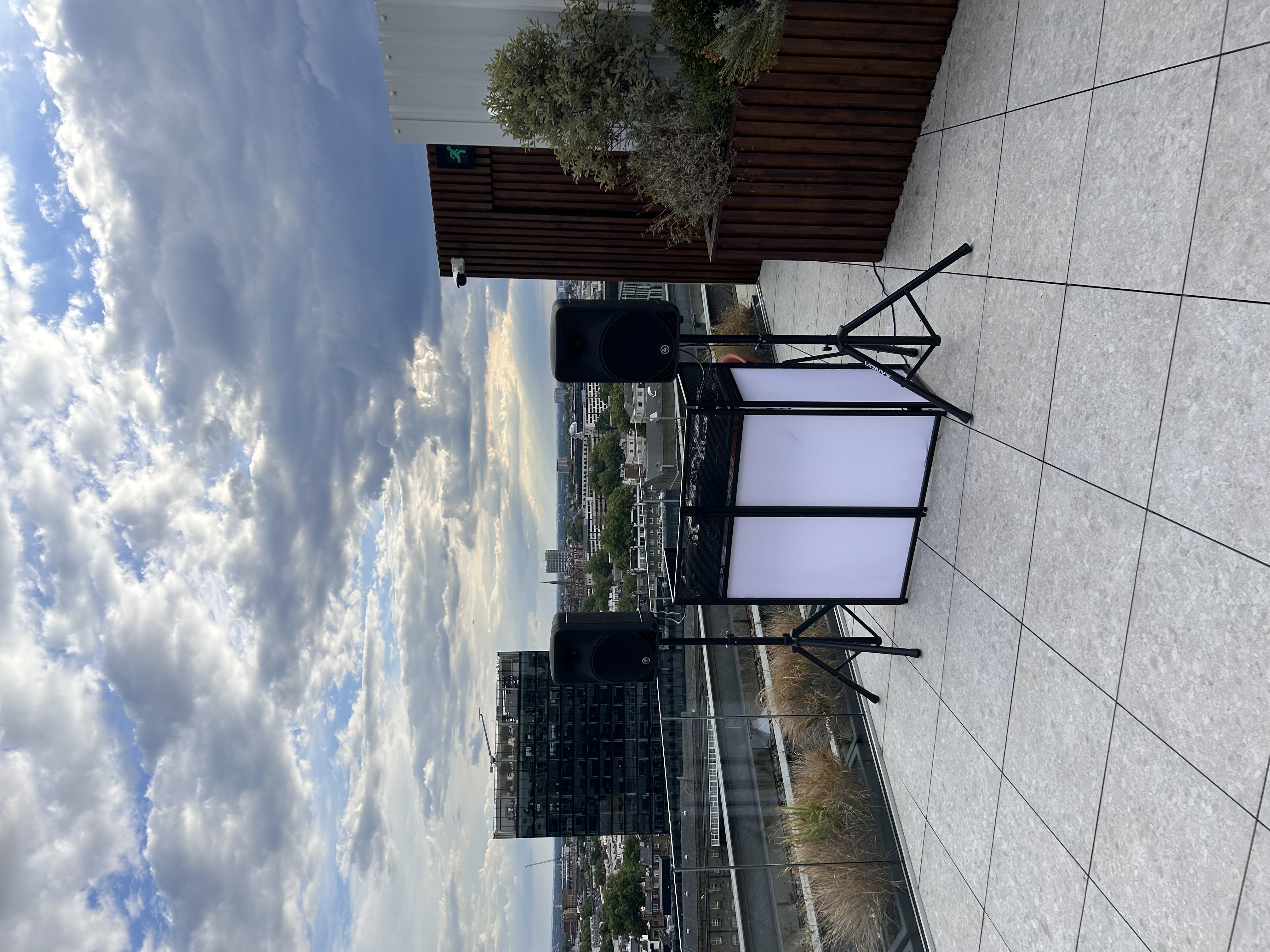 Dj booth, speakers and stands 