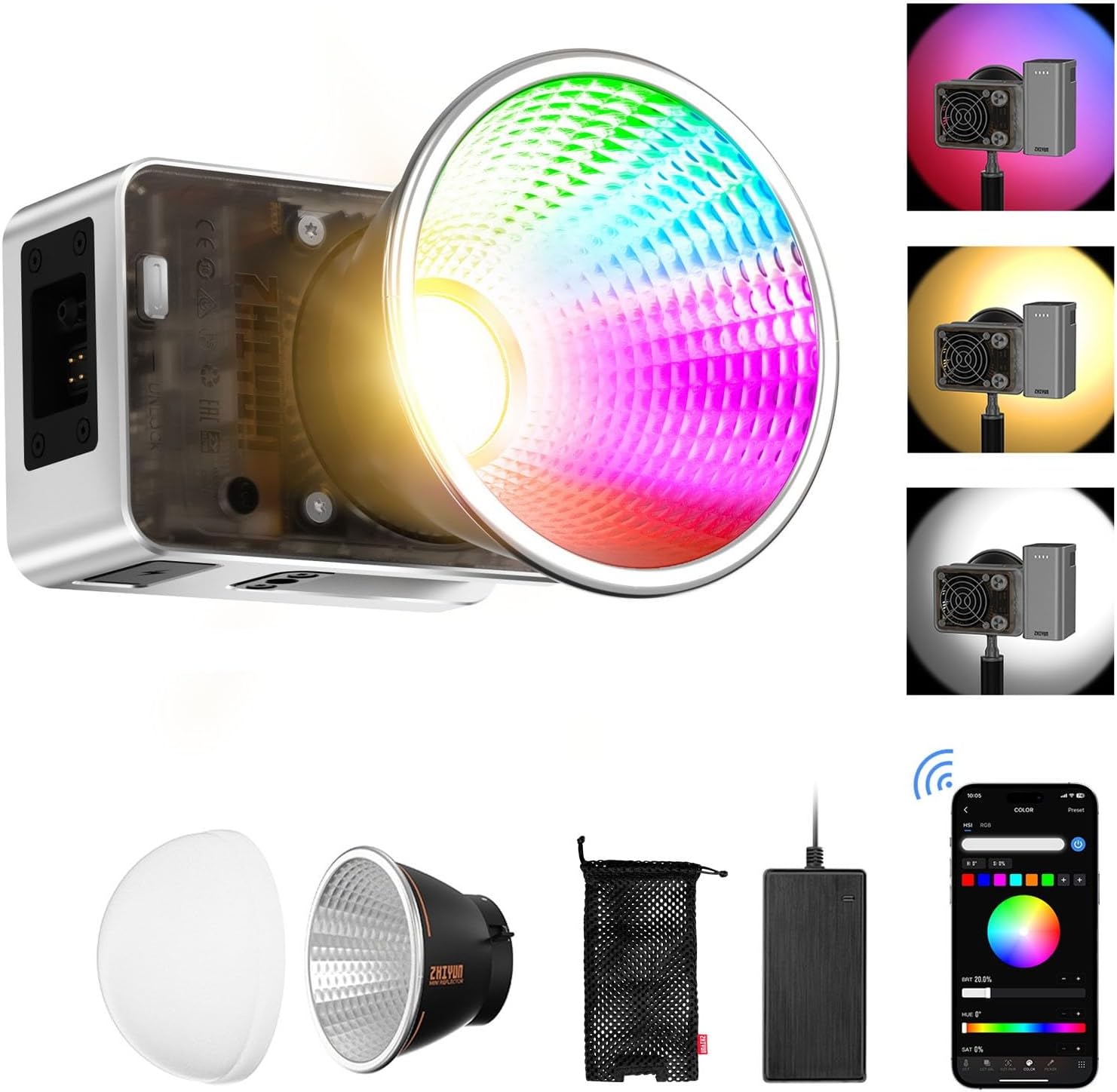 Zhiyun x60 rgb video light 60w led 