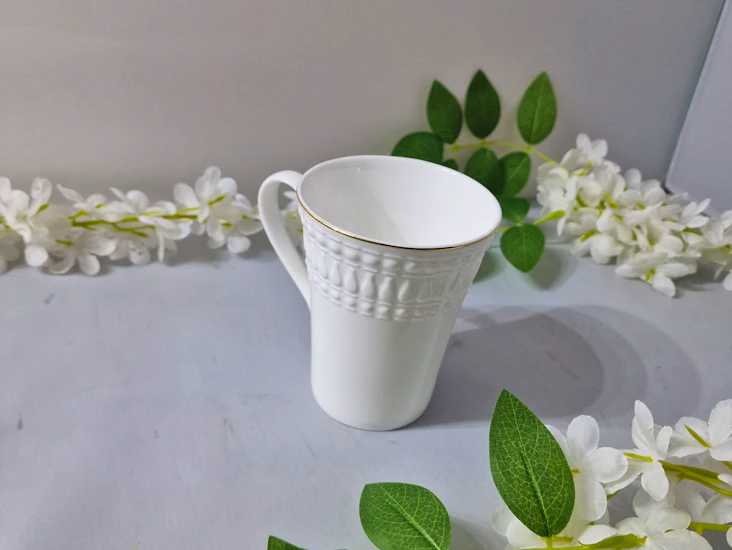 5 x white ceramic tea mug cup