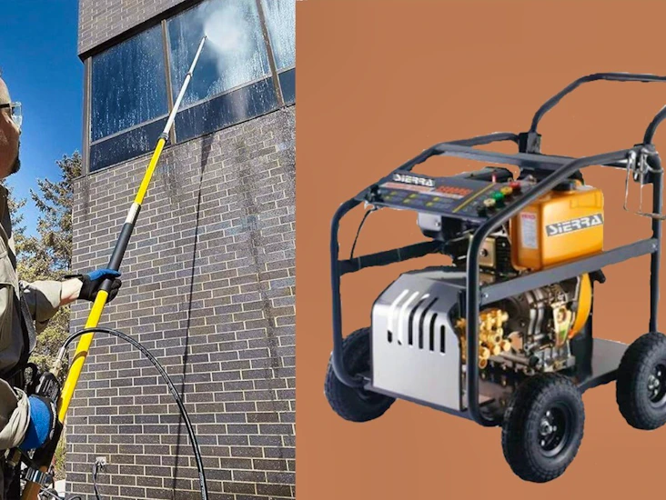 Bensindrevet høytrykkspyler for takvask