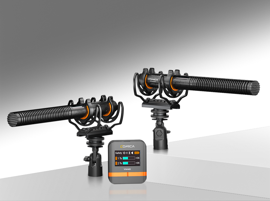 *new* comica vm40 combo (1rx + 2tx) wireless 32bit float shotgun microphones