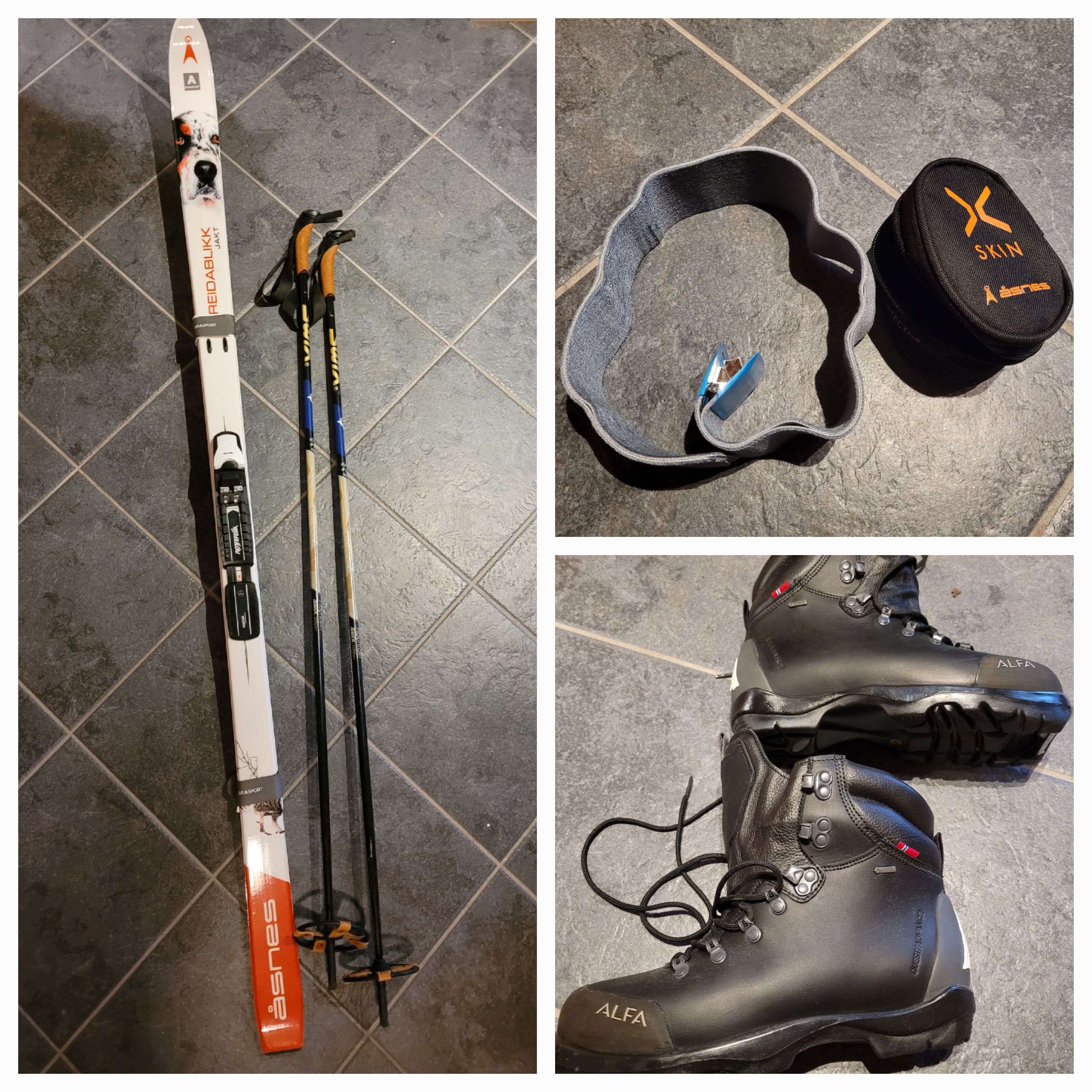 Fjellski 180cm, staver, sko, feller