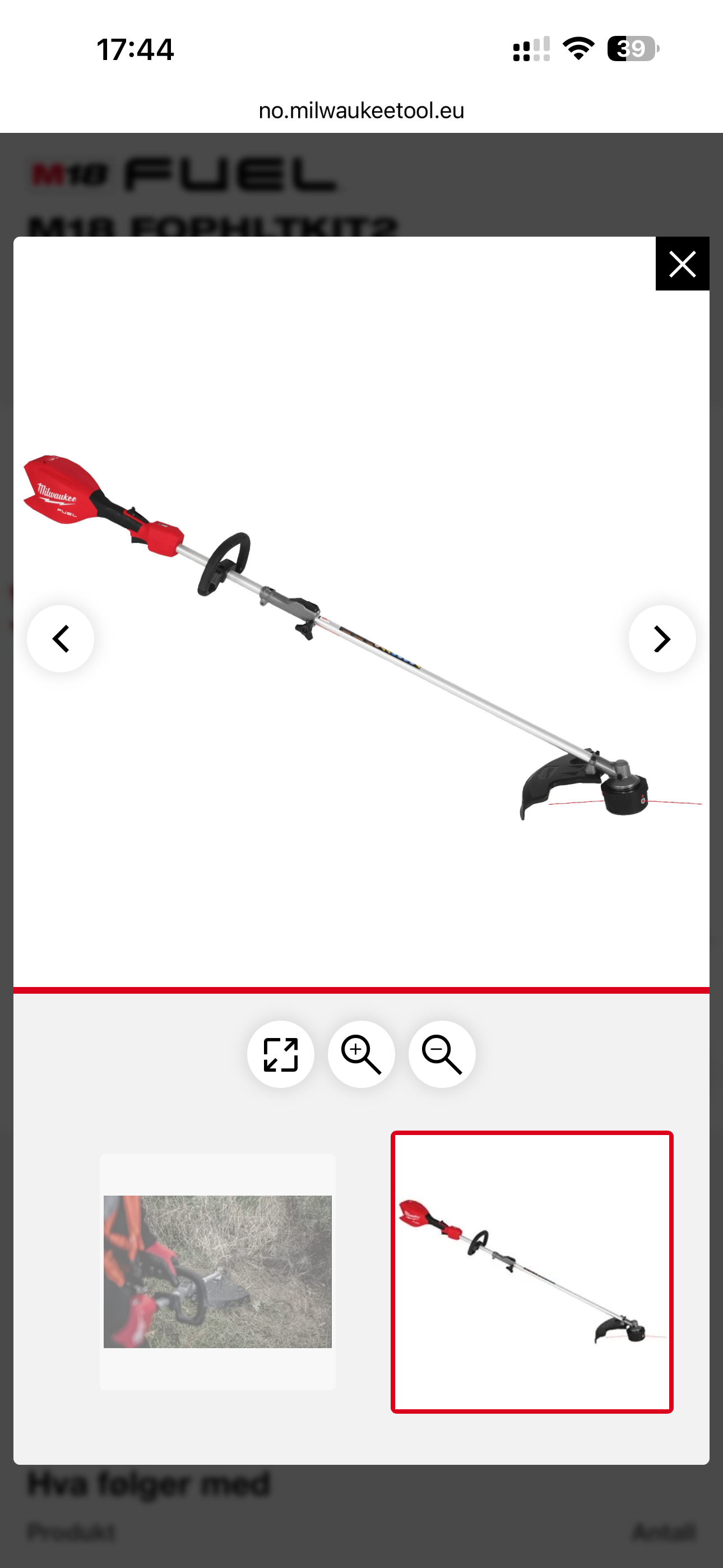 Milwaukee gresstrimmer/krattrydder