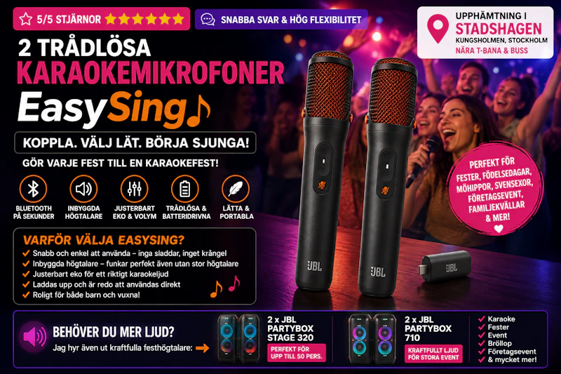 EasySing trådlösa karaokemikrofoner (2-pack) med Bluetooth