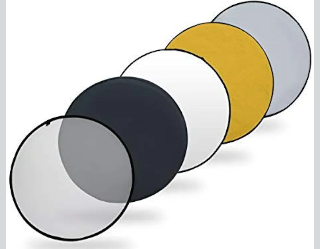 110cm / 43" 5-in-1 circular reflector diffuser gold silver black negative fill 