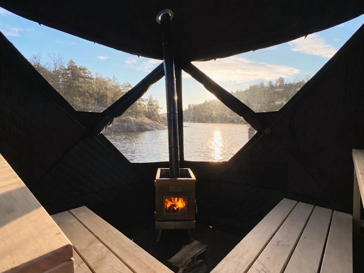 Badstutelt med genial planløsning