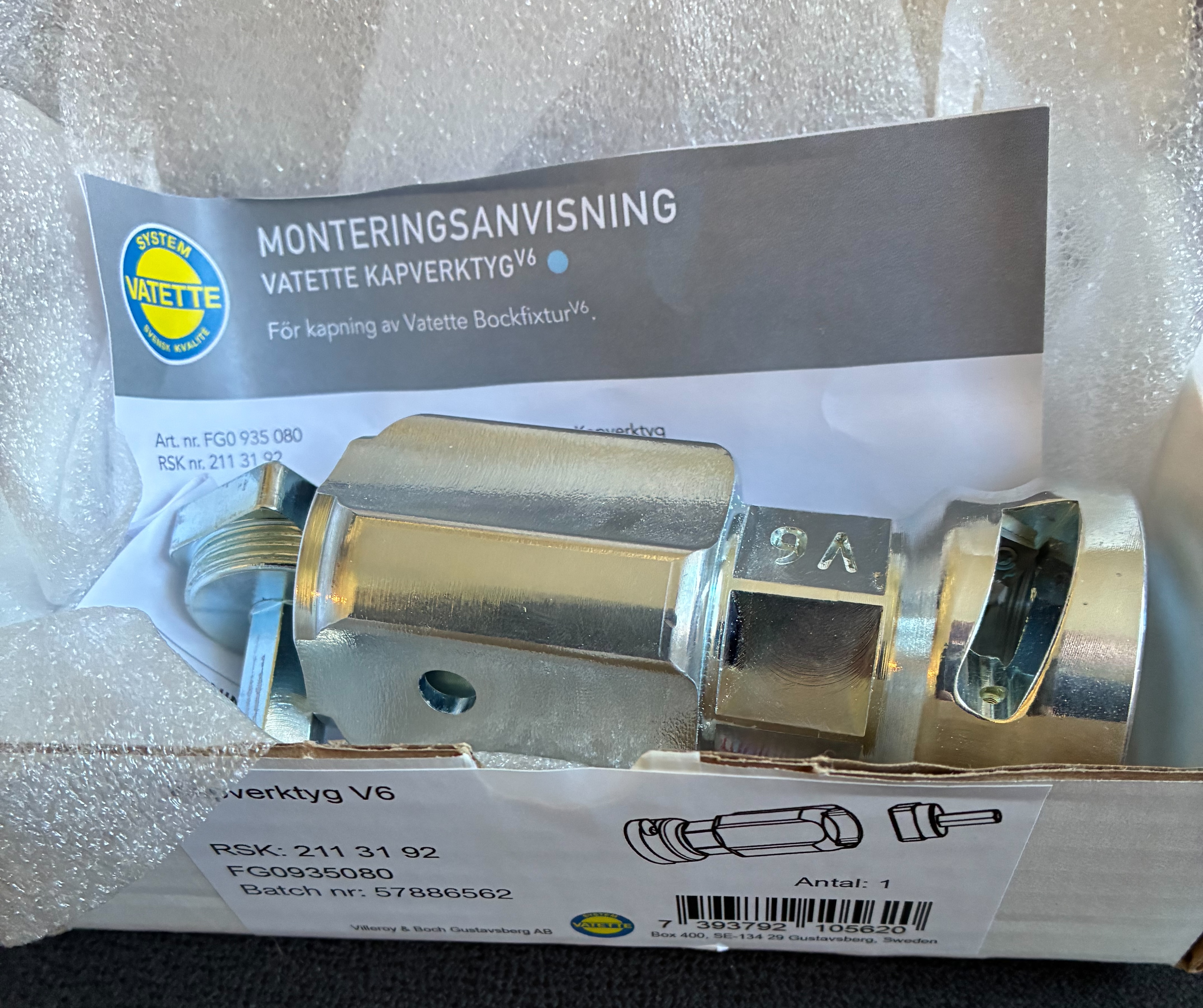 V6 vatette kapverktyg