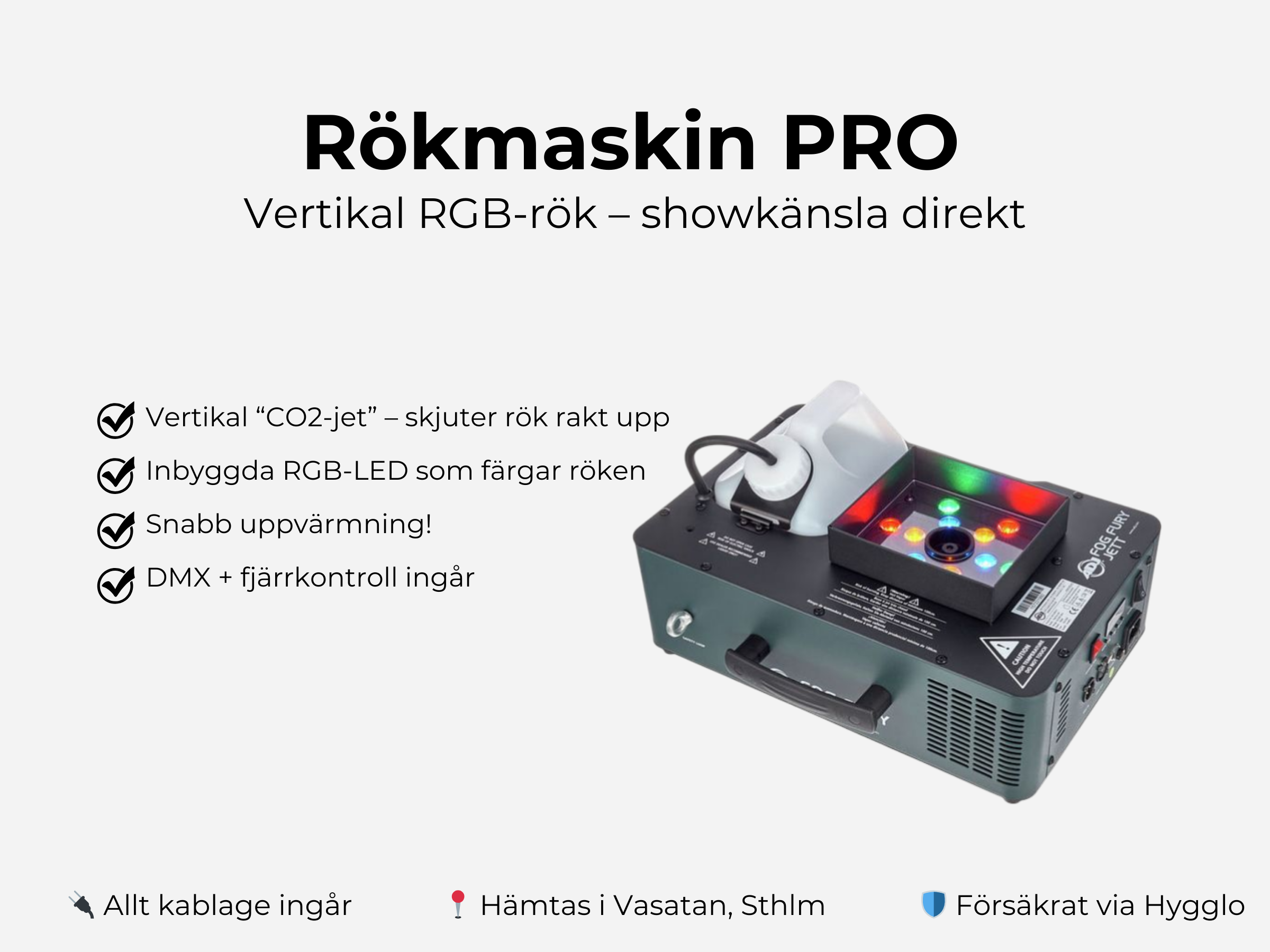 Adj fog fury jett – vertikal rökmaskin med led (pro)