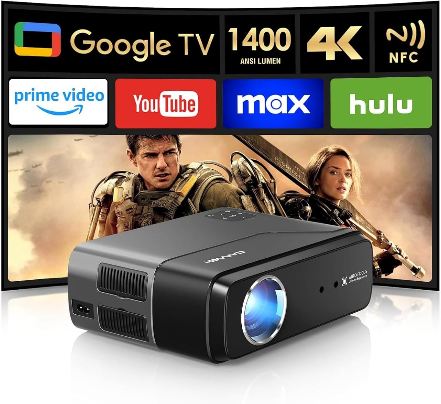4k hdr google tv cinema kit (100" screen & dolby sound included)