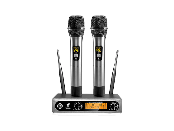 Twin wireless microphones + case