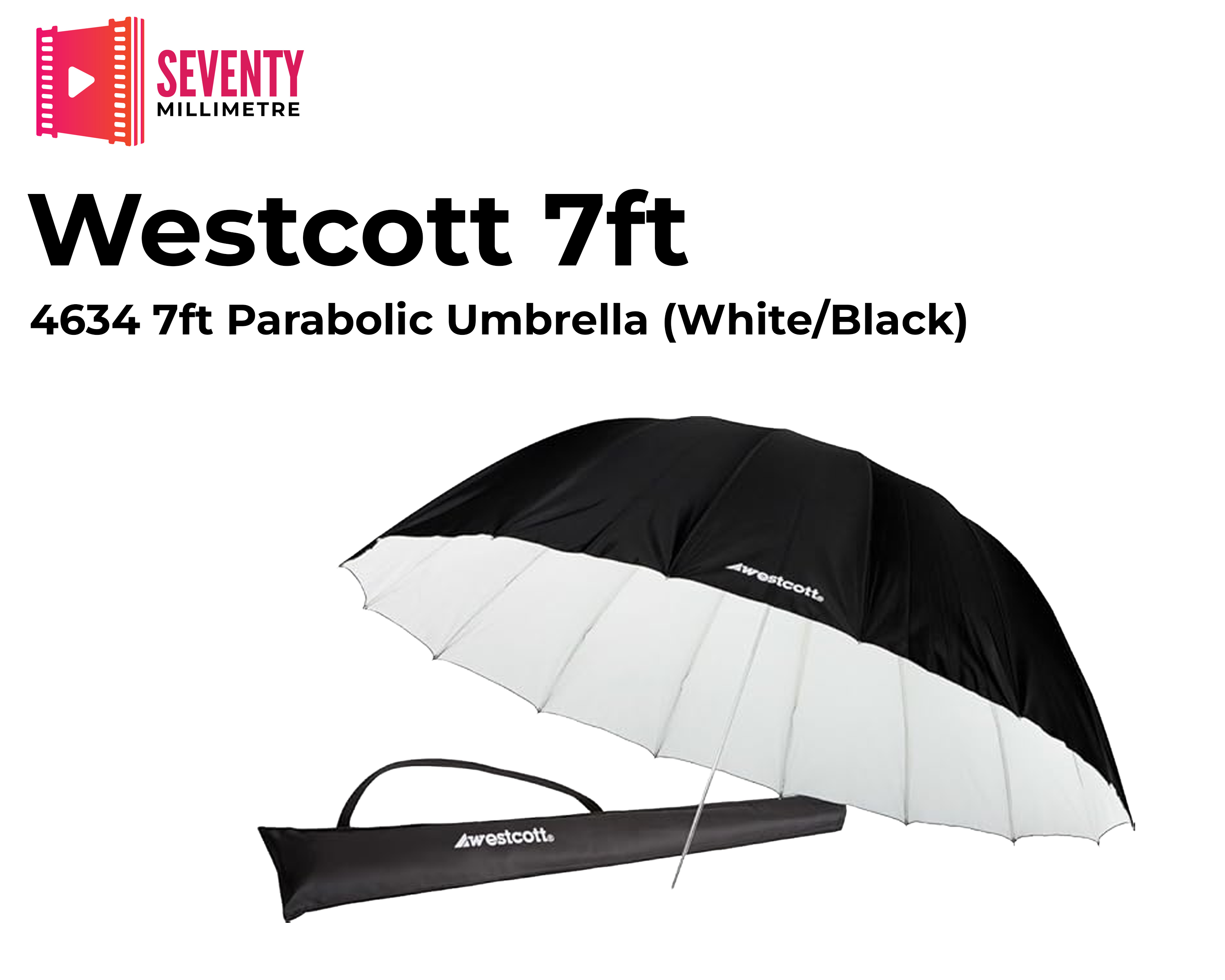 Westcott 4634 7ft parabolic umbrella (white/black)