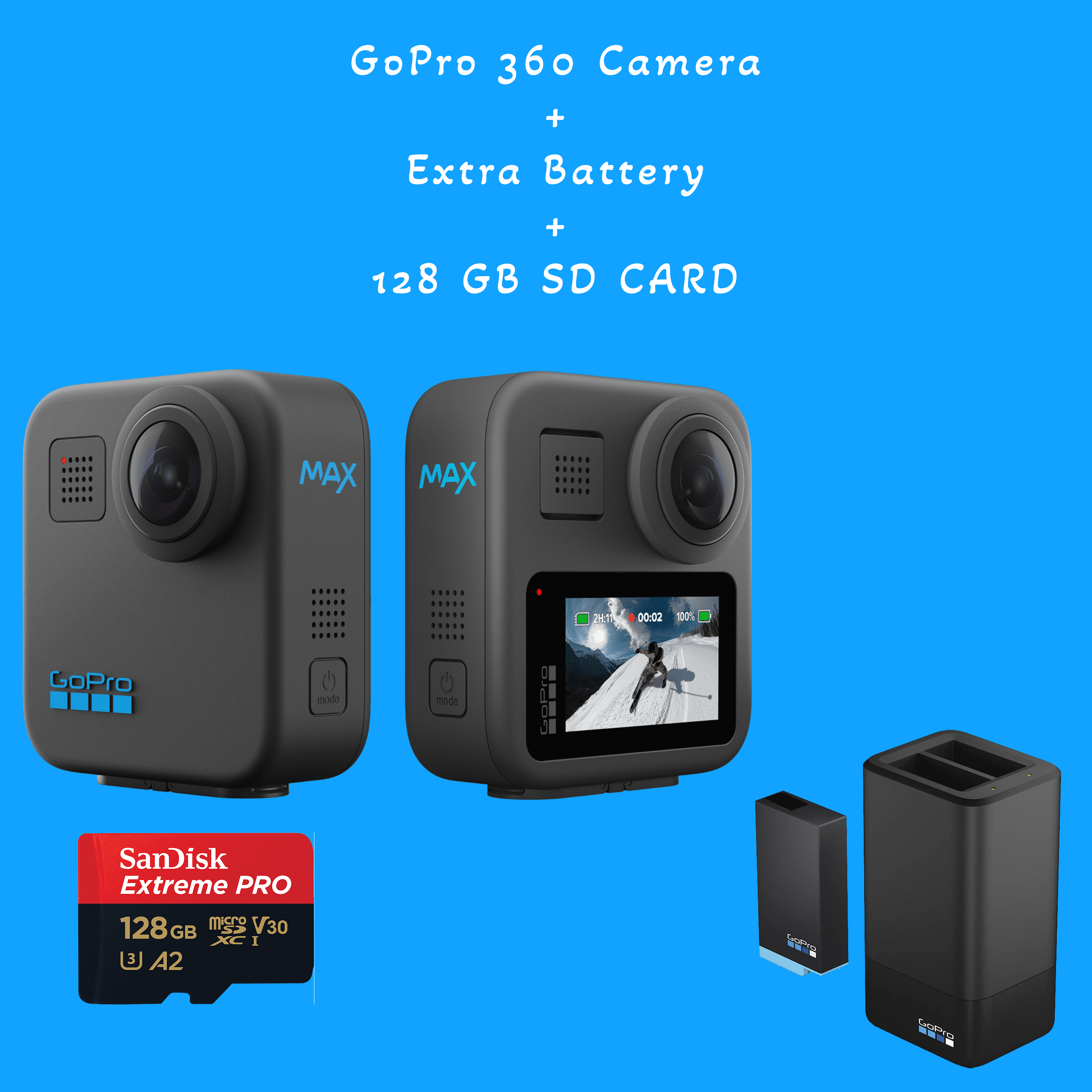 Gopro max 360 camera + extra battery action camera