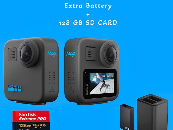 Gopro max 360 camera + extra battery action camera