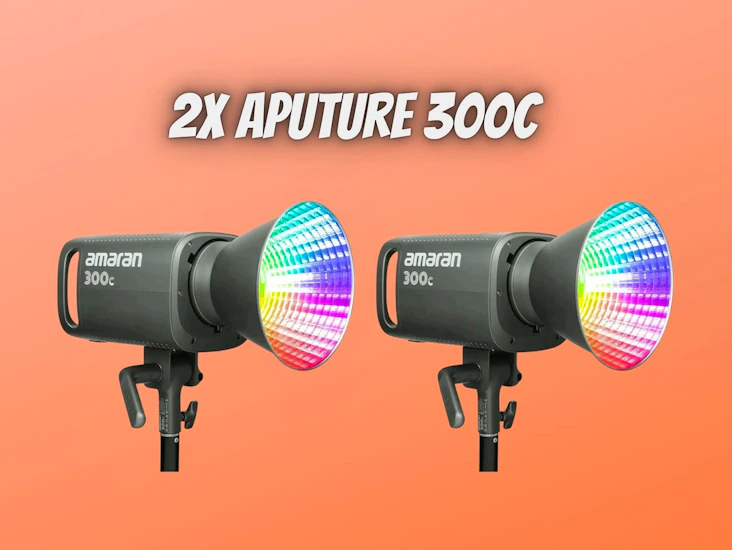 2x aputure amaran 300c rgbww cob led video continuous lighting 300w cct 2500k-7500k bowens mount point-source led 26,580