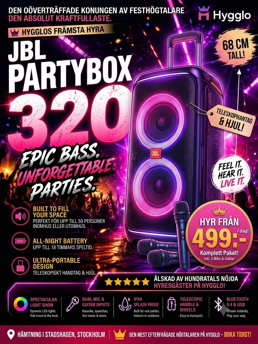 Jbl partybox stage 320 | batteridriven festhögtalare | upp till 50+ gäster