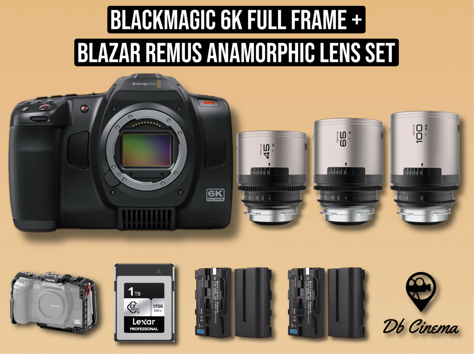 Blackmagic 6k full frame cinema camera bmpcc + blazar remus anamorphic lens set flare sliver 