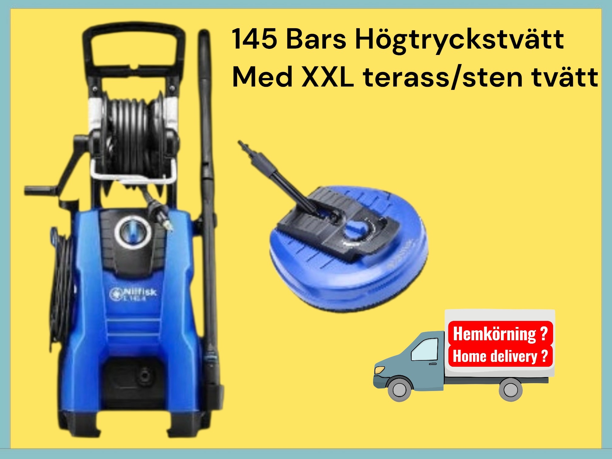 Högtryckstvätt 145 bar med terass & stentvätt