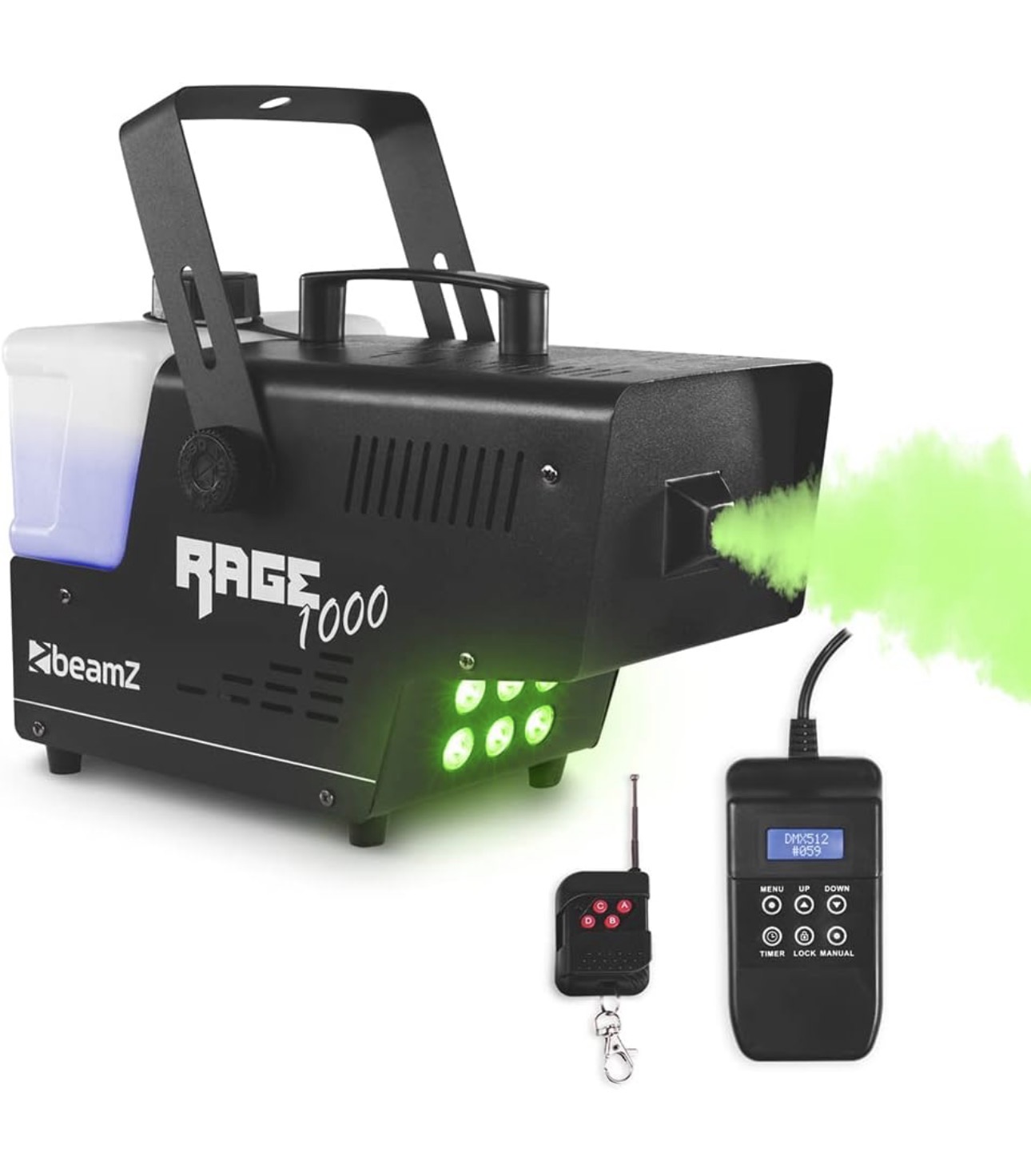Beamz rage1000 party smoke machine with lights - 1000w  