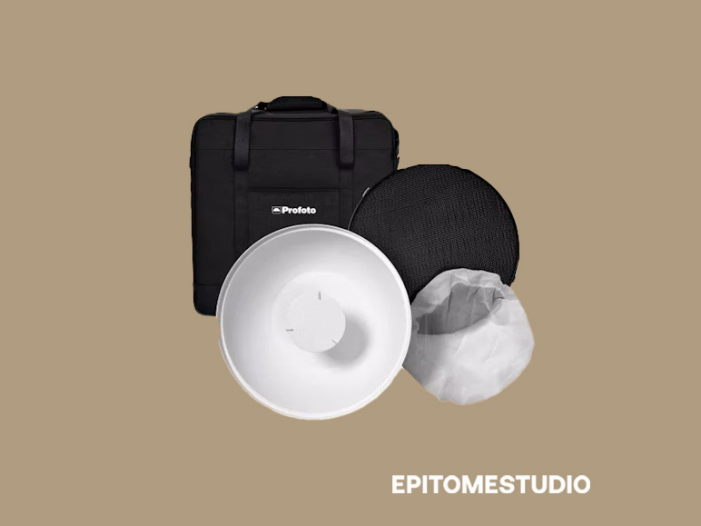 Profoto white beauty dish with grid and diffusion