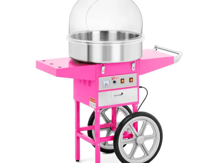 Sockervaddsmaskin med kåpa och vagn.