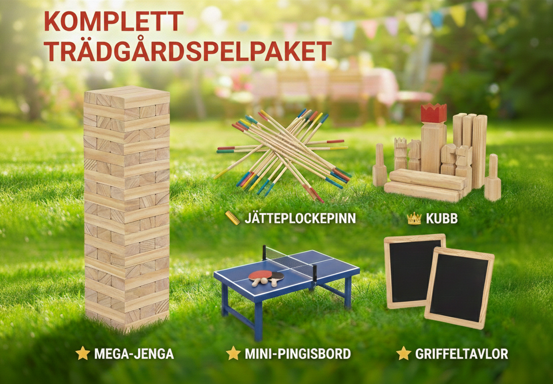 Komplett spelpaket för trädgårdsfest & event
