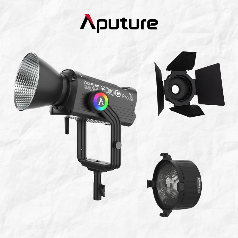 Aputure 600c pro ii + f10 fresnel + barndoors