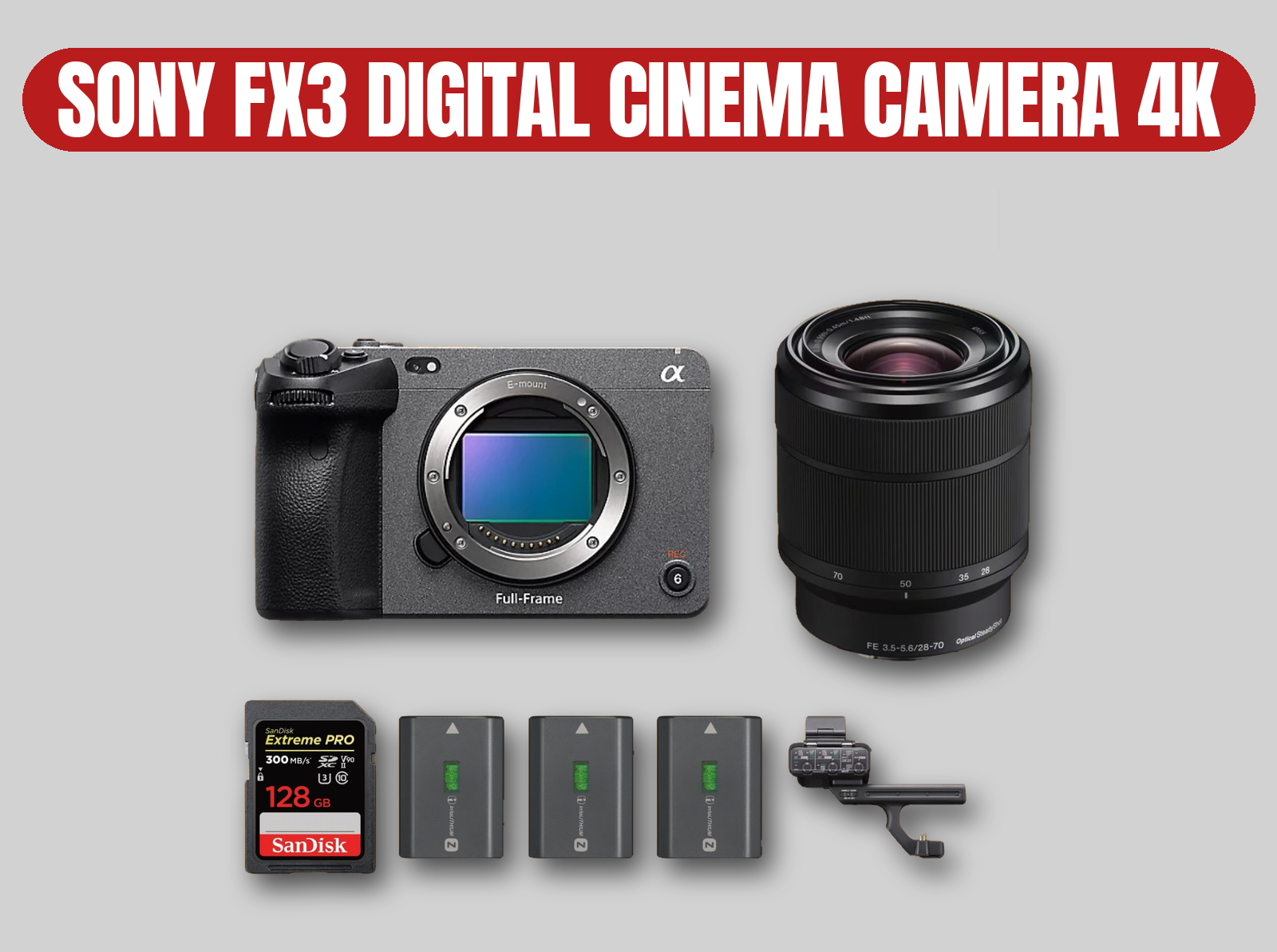 Sony fx3 digital cinema camera | 4k full frame mirrorless | 28-70mm zoom lens | fx3 / a7siii sensor