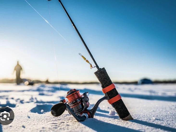 Ice fishing starter pack, rod, skimmer,jigs and minnows