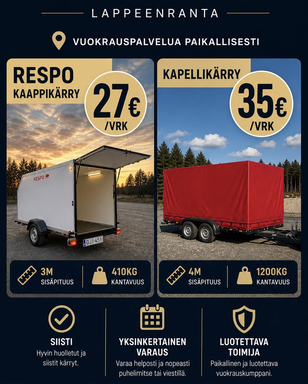 Respo kaappivaunu & kapellikärry