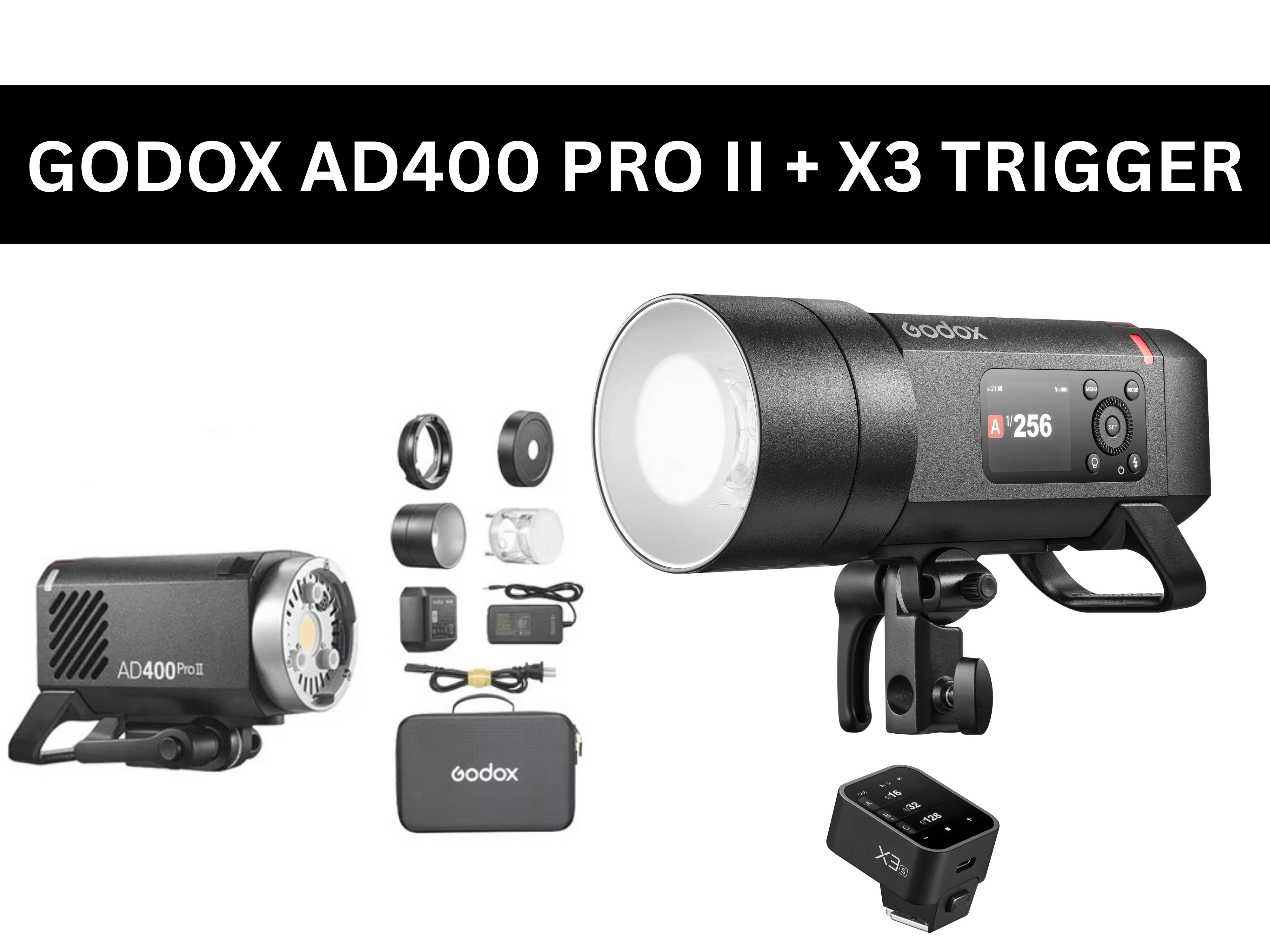 Godox ad400 pro ii + x3 (sony) trigger flash outdoor