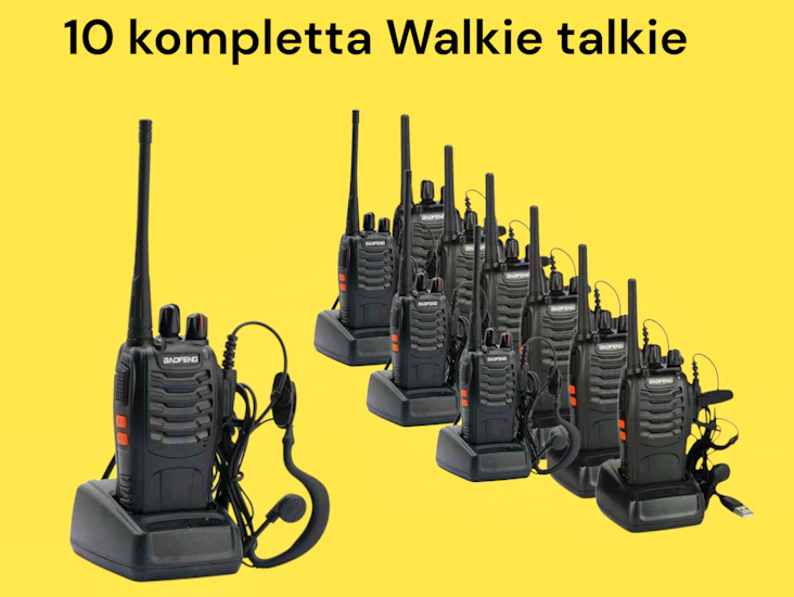 10 stycken kompletta walkie-talkies inkl tillbehör