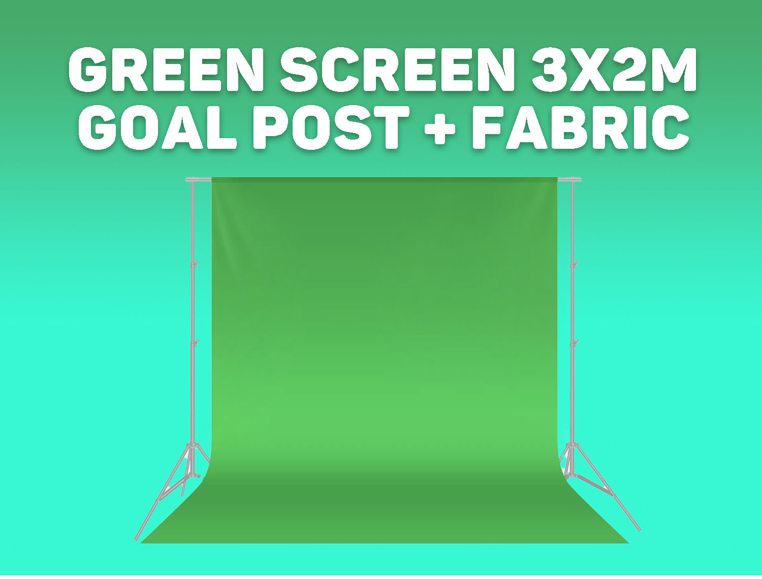 Green screen - stands x2, crossbar, fabric