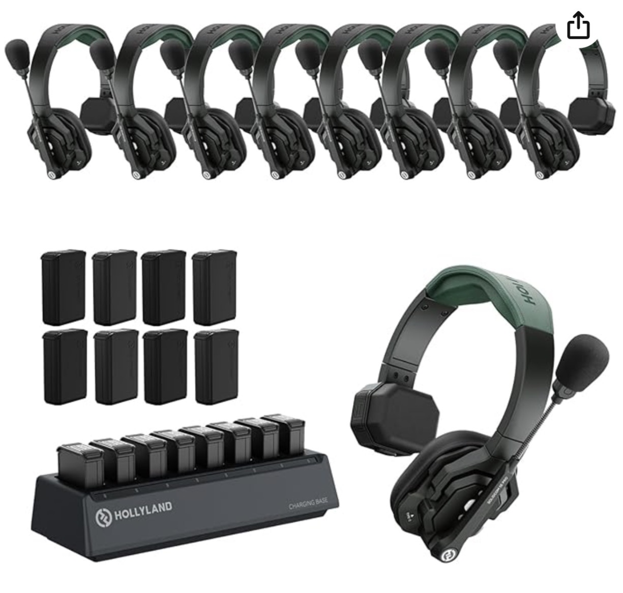    hollyland solidcom se pro 9-user enc noise cancellation wireless intercom single ear headset, (1.9ghz version)
