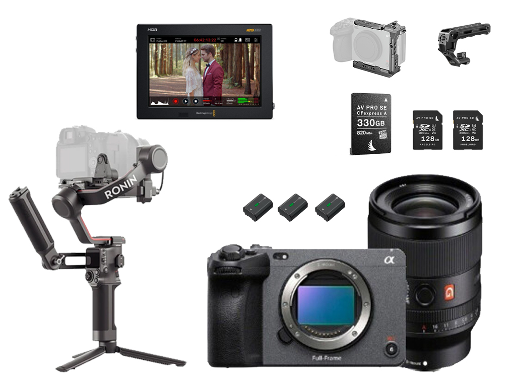 Sony fx3 cine camera + 24-70 mm 2.8 gm ii + dji ronin rs3 combo + monitor