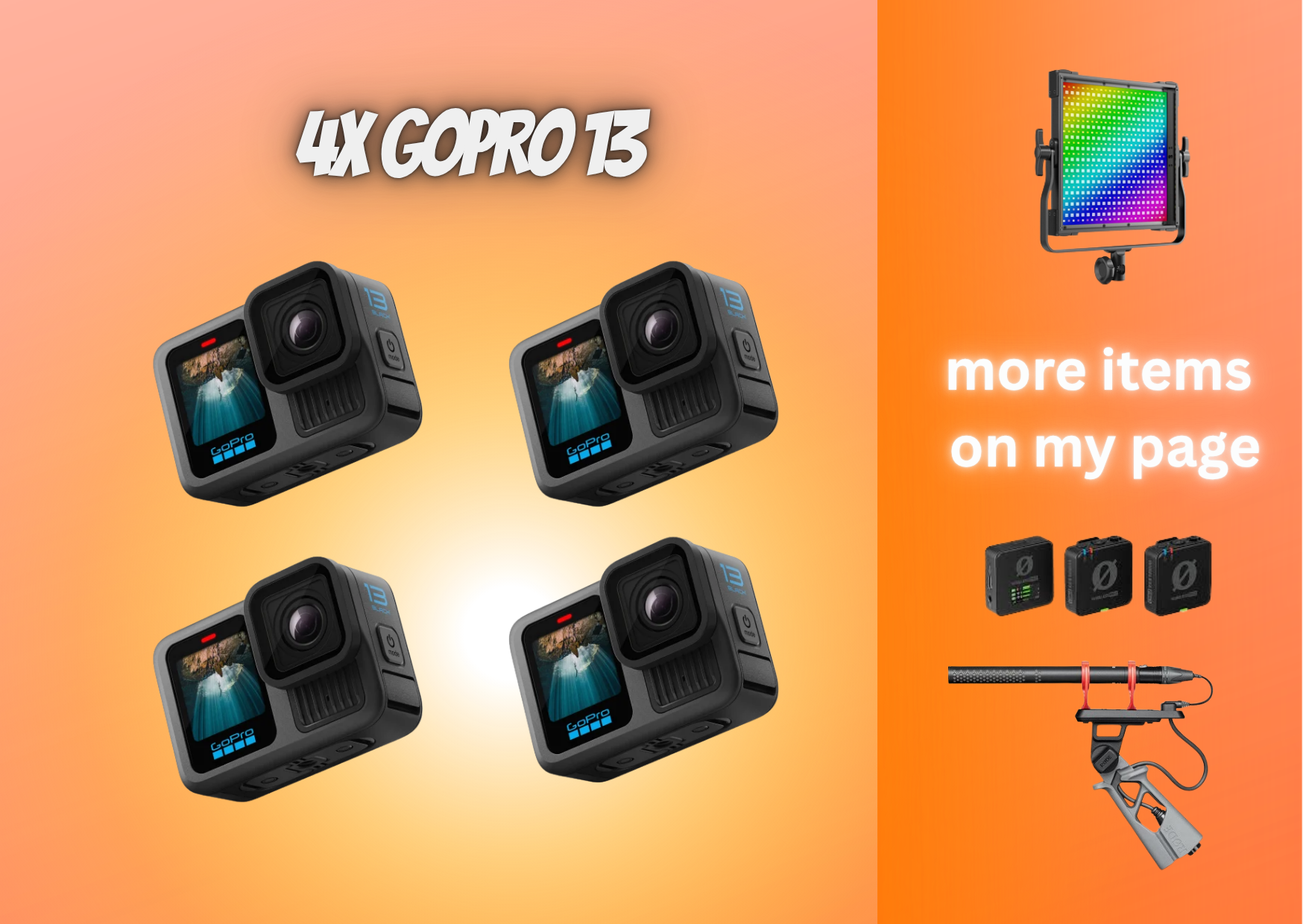 4x gopro 13 + 8x batteries  action sport camera  go pro hero